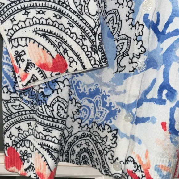 Christopher & Banks Unique Sea-life Print Cardigan Lightweight Sz M cotton - Picture 8 of 14